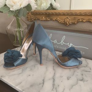 Beautiful blue shoes with flowers